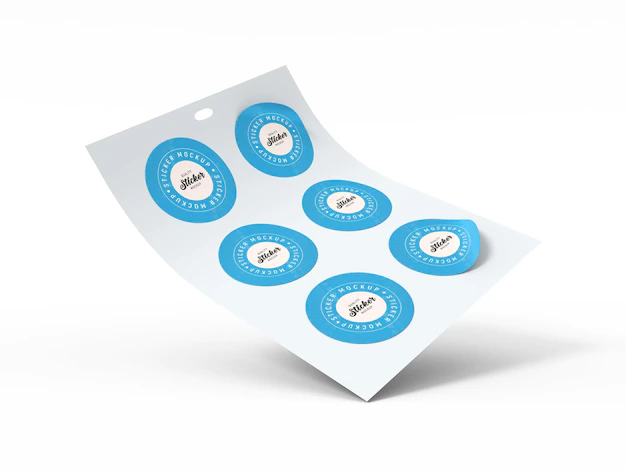 Free PSD | Round shape sticker mockup