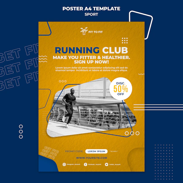 Free PSD | Running club print template