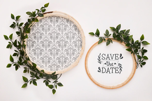 Free PSD | Save the date mock-ups with leaves