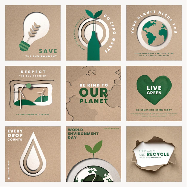 Free PSD | Save the planet templates psd for world environment day campaign set