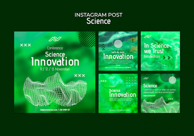 Free PSD | Science instagram posts collection with abstract design