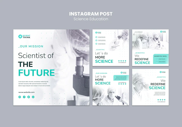 Free PSD | Science research instagram posts collection