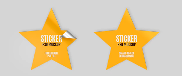 Free PSD | Set of star stickers mockup