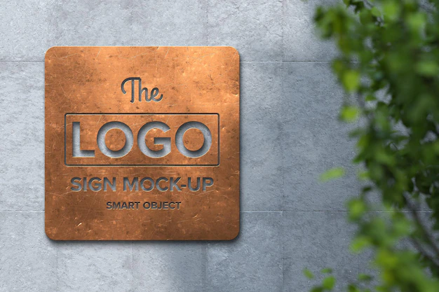 Free PSD | Shop sign mockup on concrete wall