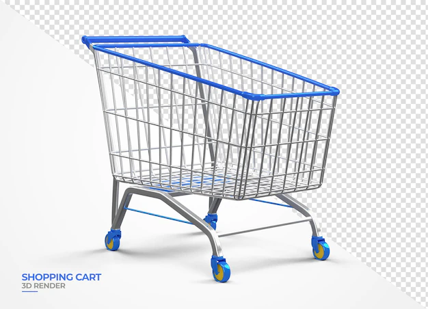 Free PSD | Shopping cart 3d render realistic transparent