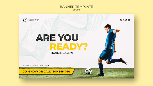 Free PSD | Soccer club training camp banner template