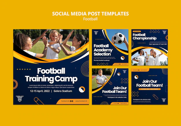 Free PSD | Soccer game instagram posts collection