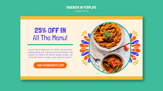 Free PSD | Social media promo template for indian food restaurant