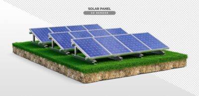 Free PSD | Solar power plates on aluminum base 3d realistic render