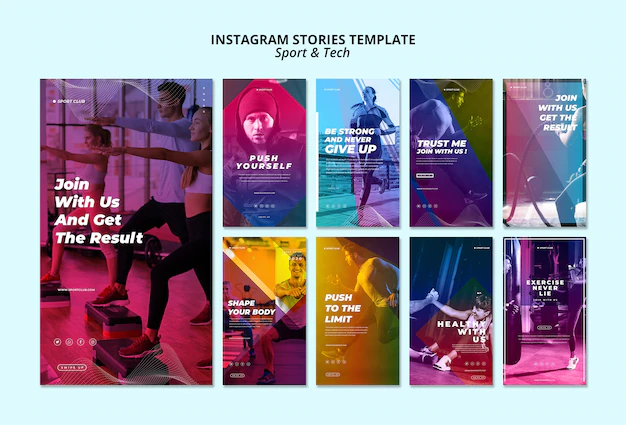Free PSD | Sport & tech instagram stories template