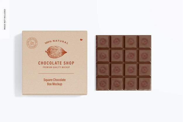 Free PSD | Square chocolate boxes mockup top view