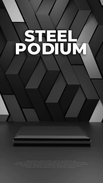 Free PSD | Steel siver pattern podium product display
