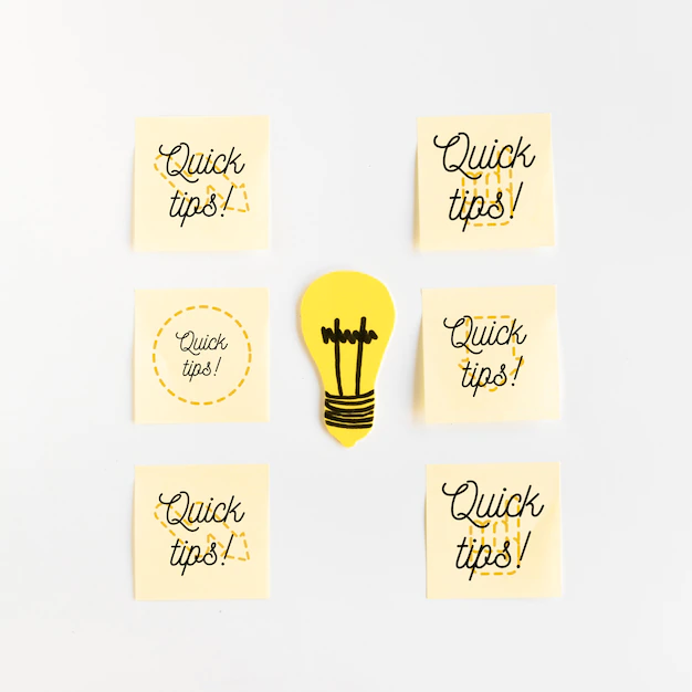 Free PSD | Sticky notes mockup with tips concept