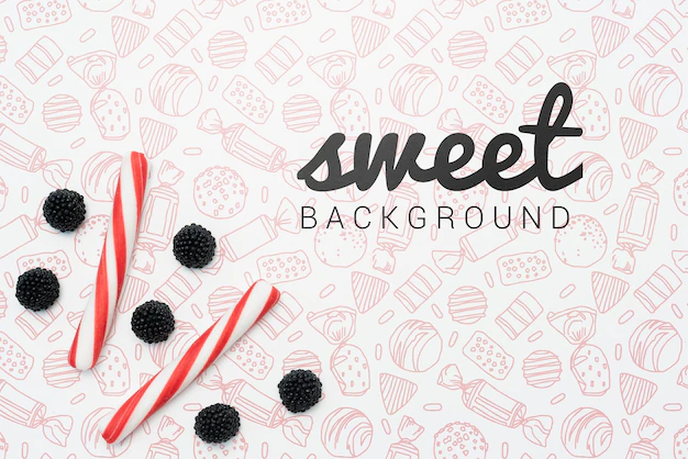 Free PSD | Sweet background with candies and berries