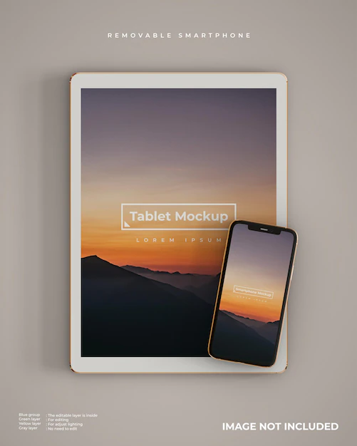 Free PSD | Tablet and smartphone mockup looks