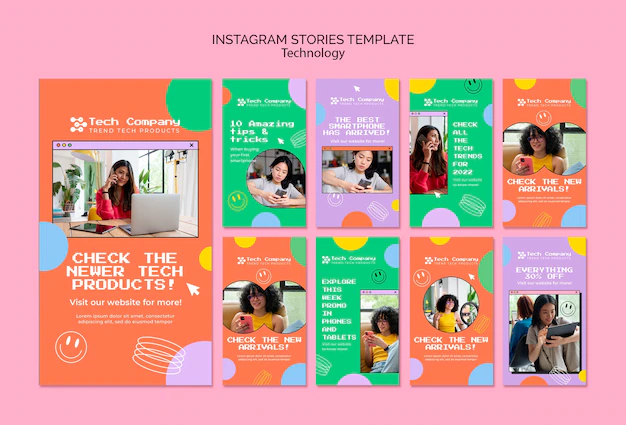 Free PSD | Tech store and business instagram stories collection