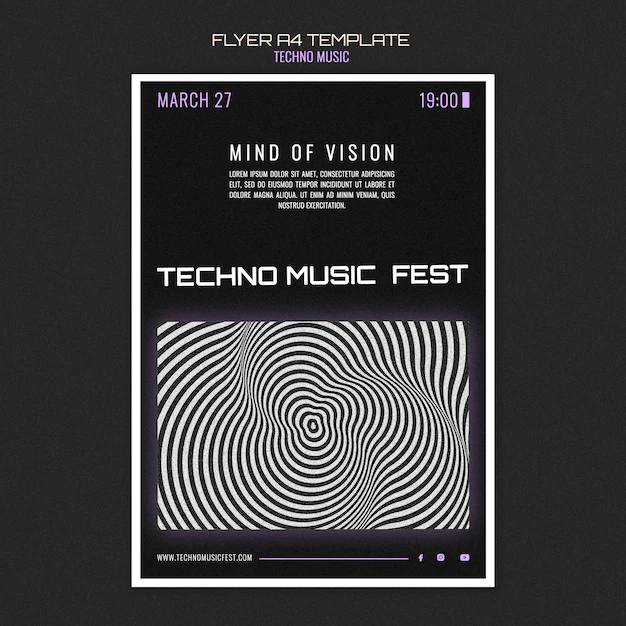 Free PSD | Techno music fest flyer