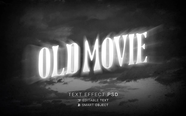 Free PSD | Text effect the end old movie design