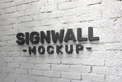 Free PSD | Textured wall logo effect design