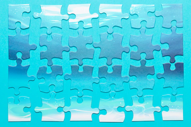 Free PSD | Top view arrangement with pieces of puzzle