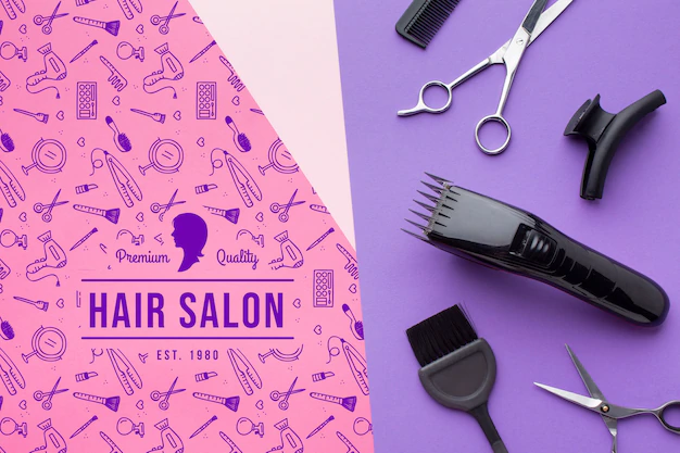 Free PSD | Top view of hairdresser concept mock-up