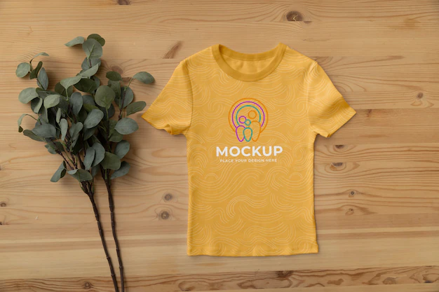 Free PSD | Top view over family tshirt mockup