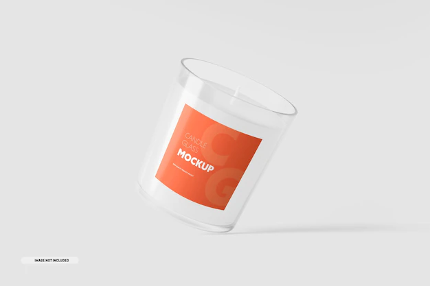 Free PSD | Transparent candle glass packaging mockup