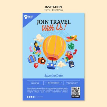 Free PSD | Travel and adventure invitation template