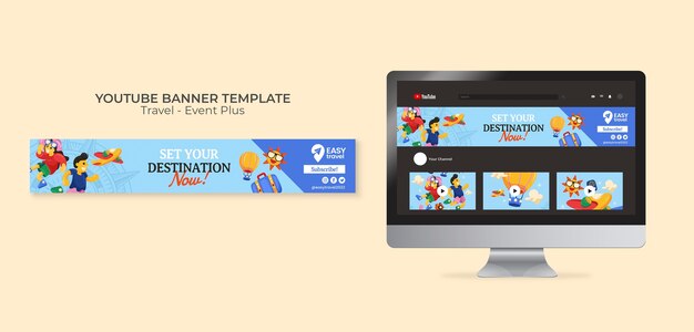 Free PSD | Travel and adventure youtube banner template