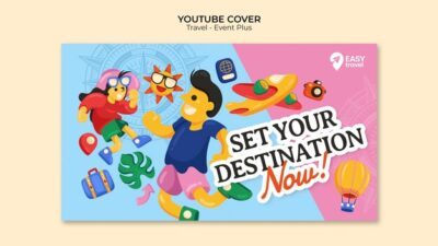 Free PSD | Travel and adventure youtube cover template