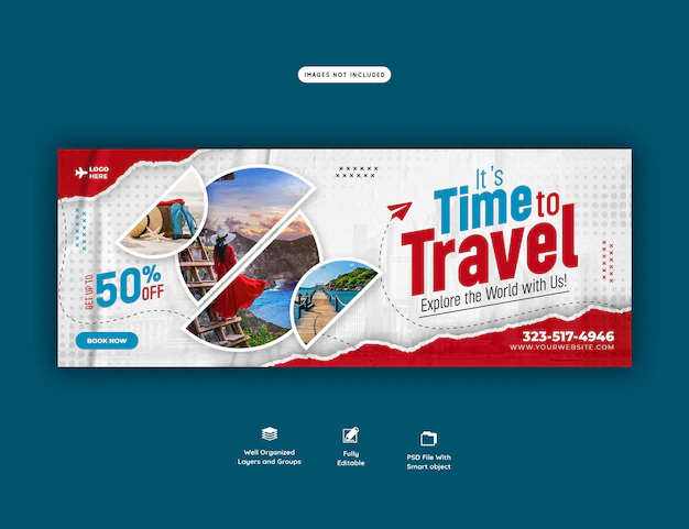 Free PSD | Travel and tourism facebook cover template