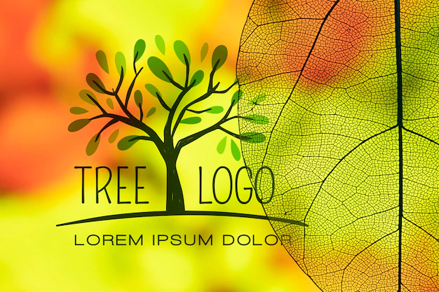 Free PSD | Tree logo with translucent leaves