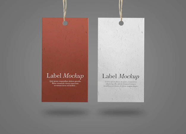 Free PSD | Two paper labels on grey surface mockup