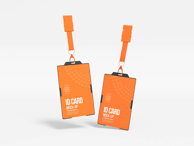 Free PSD | Vertical id card with holder mockup