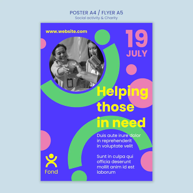 Free PSD | Vertical poster template for charity and philanthropy