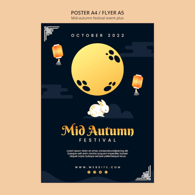 Free PSD | Vertical poster template for mid-autumn festival