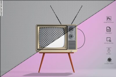 Free PSD | Vintage retro tv mockup