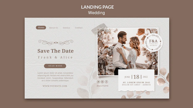 Free PSD | Wedding celebration landing page