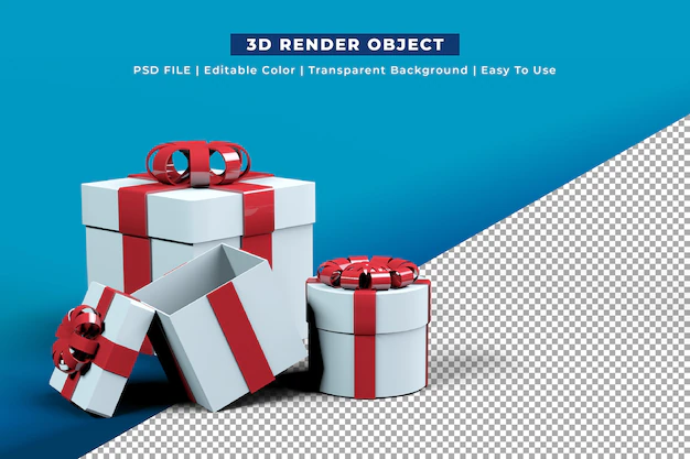 Free PSD | White gift box with red bow