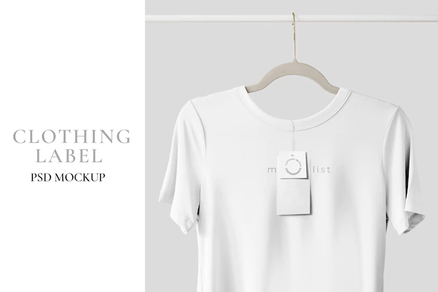 Free PSD | White t-shirt mockup hanging on a clothing rack