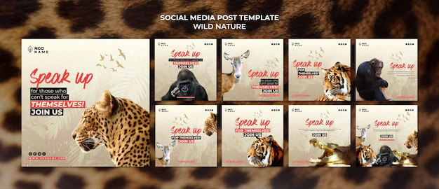 Free PSD | Wild nature social media posts templates