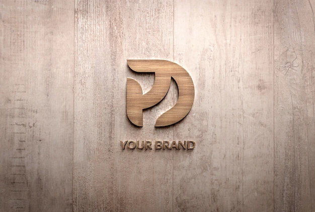 Free PSD | Wood logo effect mockup