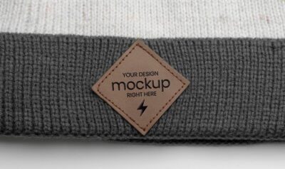 Free PSD | Wool hat label mockup