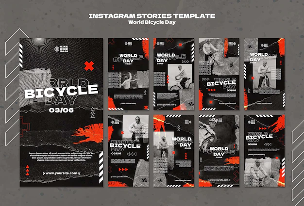 Free PSD | World bicycle day instagram stories template design