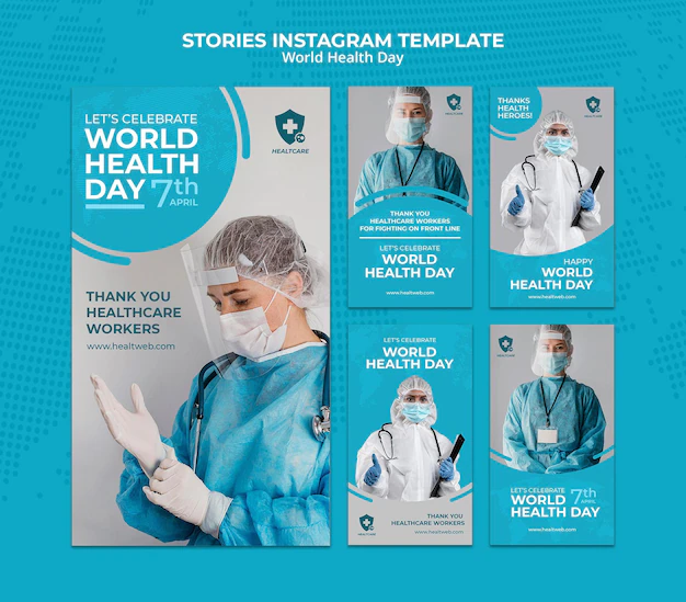 Free PSD | World health day instagram stories set