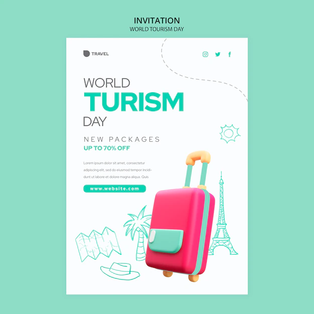 Free PSD | World tourism day invitation template