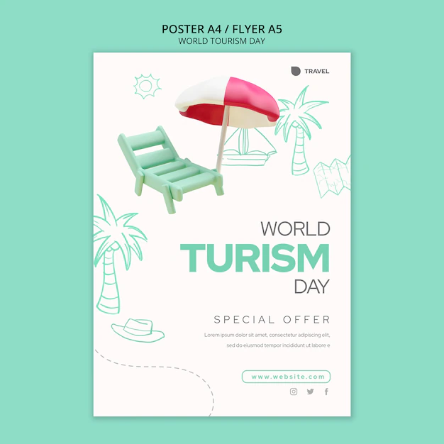 Free PSD | World tourism day vertical poster template