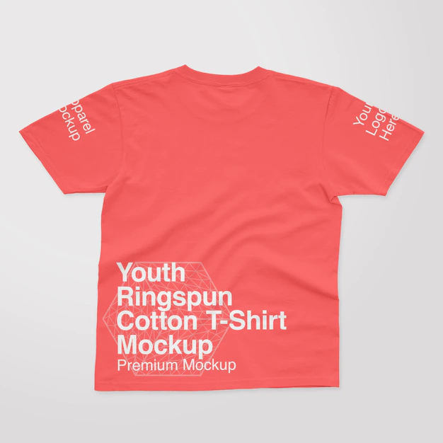 Free PSD | Youth ringspun cotton back tshirt mockup