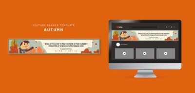 Free PSD | Youtube banner template for autumn celebration