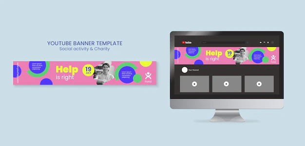 Free PSD | Youtube banner template for charity and philanthropy